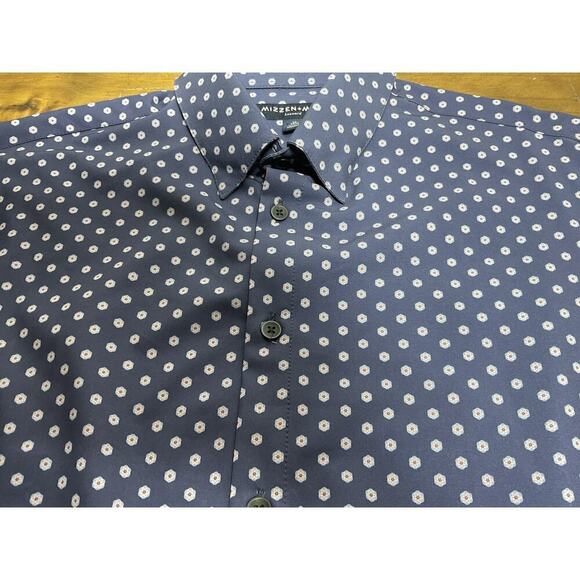 Mizzen + Main Medium Trim Leeward Blue Pink Floral Button Up Casual Preppy - Picture 3 of 12